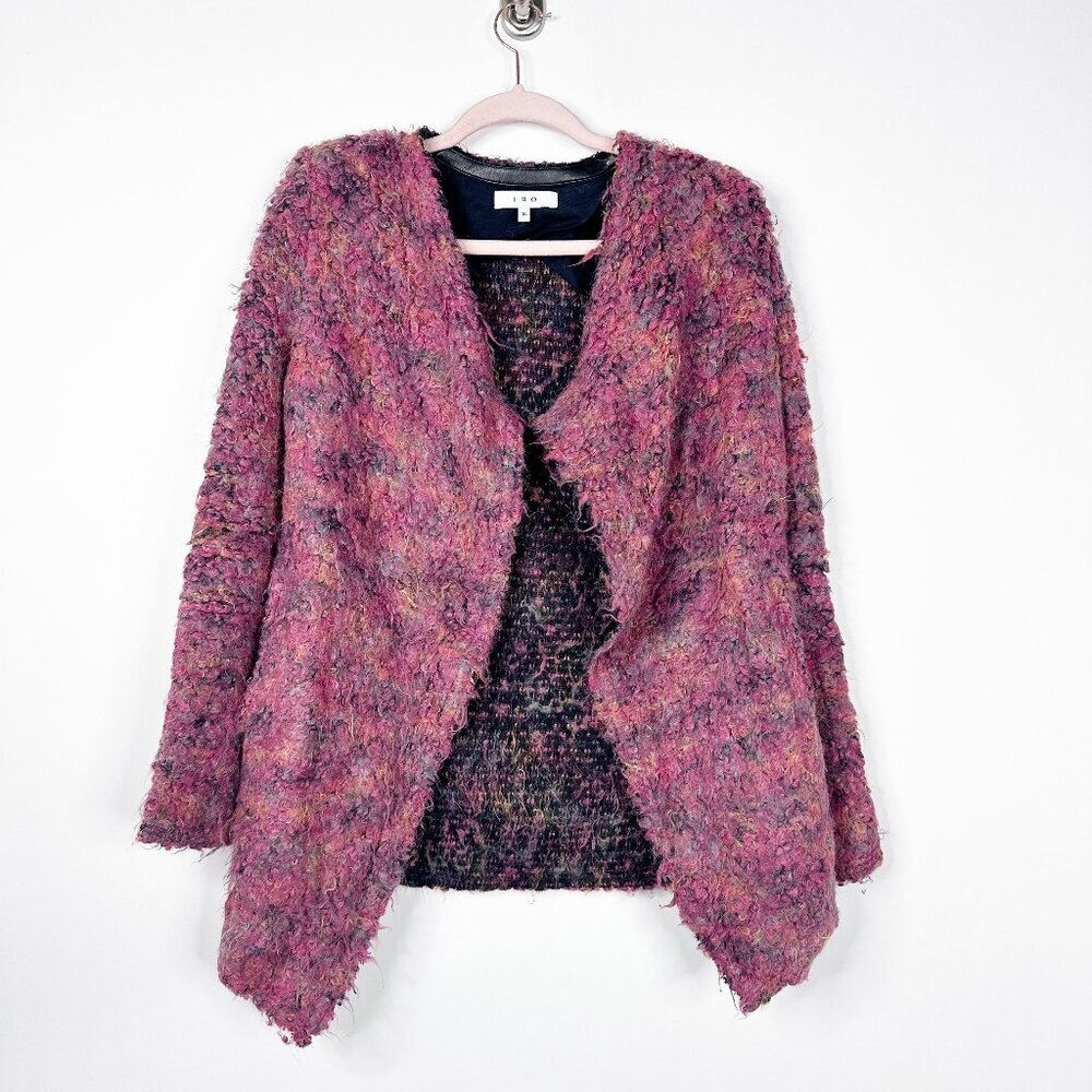 IRO Malvina Textured Bouclé Open Cardigan Pink and Purple 16W #A1735 - Picture 2 of 6